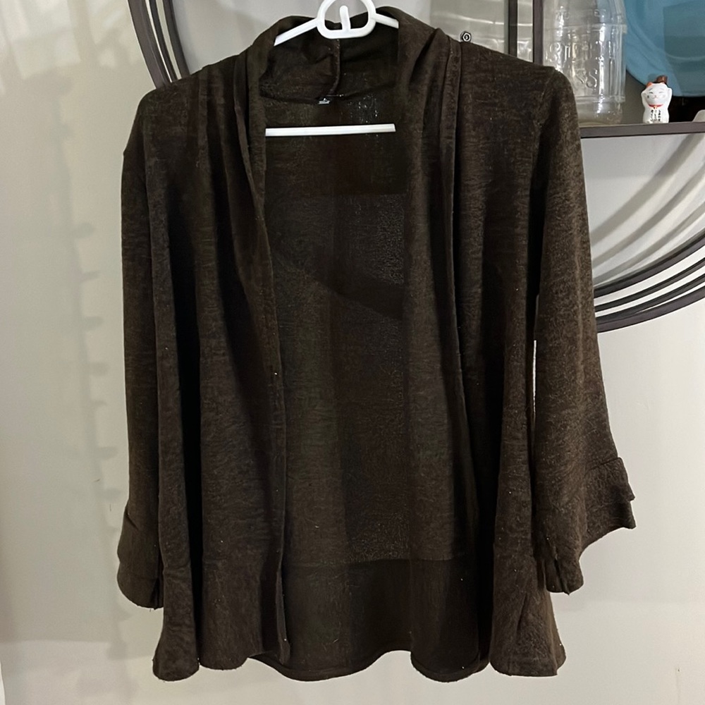 Brown large, open cardigan